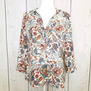 Zara Basics Paisley Floral Tunic Blouse Size M